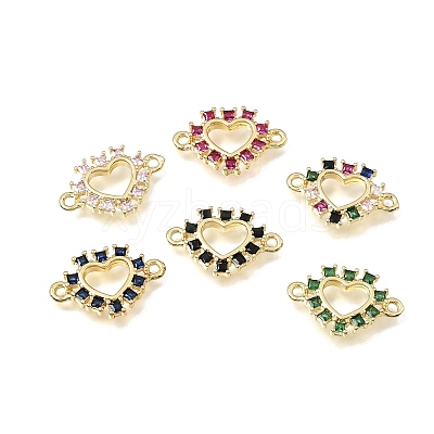 Brass Pave Cubic Zirconia Connector Charms KK-E802-15-1