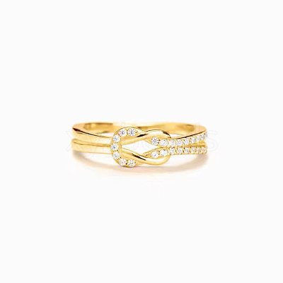 Knot 925 Sterling Silver Micro Pave Clear Cubic Zirconia Finger Rings for Women FS-WG39CEA-15-1