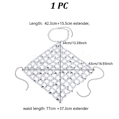 Iron & Clear Acrylic Chest Bikini Body Chains for Sexy Women AJEW-WH0348-730-1