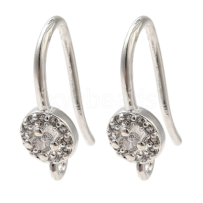 Rack Plating Brass Micro Pave Clear Cubic Zirconia Earring Hooks KK-A231-10S-1