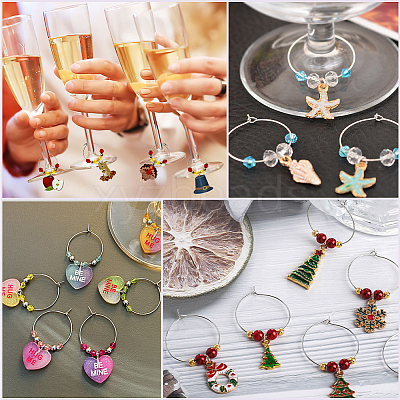 200Pcs Brass Wine Glass Charm Rings KK-SP0001-31B-P-1
