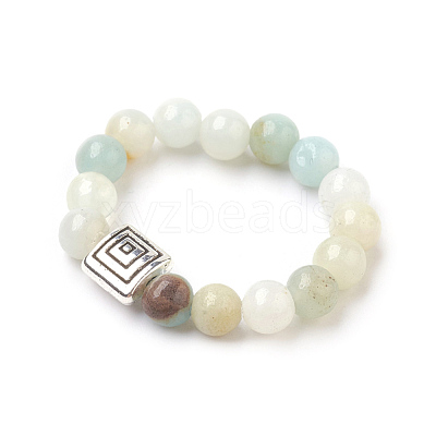 Natural Amazonite Stretch Finger Rings RJEW-JR00221-02-1