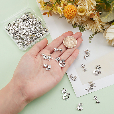 80Pcs 4 Style Tibetan Style Alloy Pendants TIBEP-PH0001-37-1
