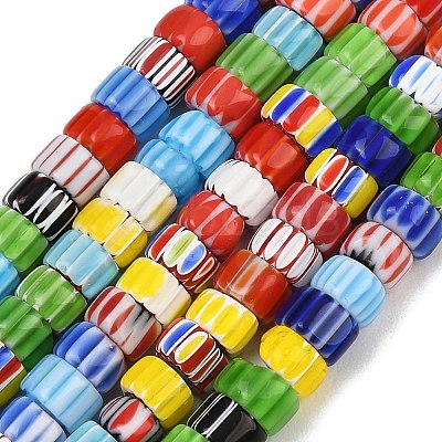 Handmade Millefiori Glass Column Beads Strands LA-CBA6DF7-01-1