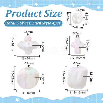 16Pcs 4 Styles Natural Keshi Pearl Beads PEAR-PH0001-34-1