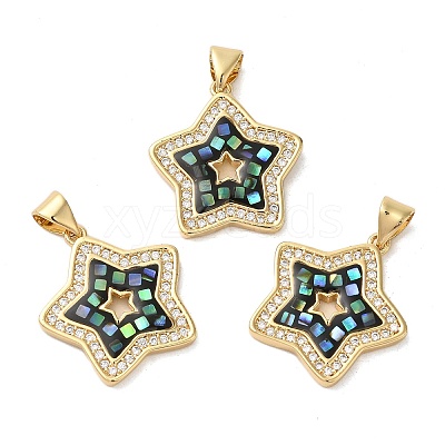 Star Rack Plating Brass Cubic Zirconia Pendants KK-K385-050G-1