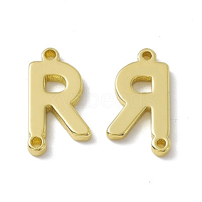 Rack Plating Brass Letter Connector Charms KK-C007-38G-R-1