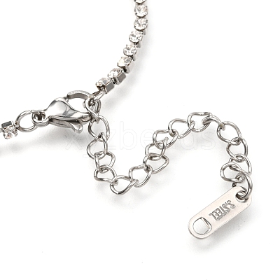 304 Stainless Steel Rhinestone Cup Chain Bracelets AJEW-B004-01B-1