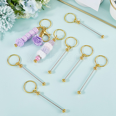 10Pcs Iron Bar Beadable Keychain Clasps AJEW-SC0003-89G-1