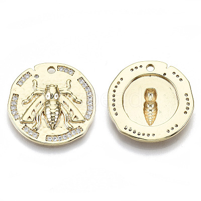 Brass Micro Pave Cubic Zirconia Pendants KK-N232-85-NF-1