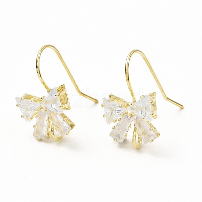 Brass Micro Pave Clear Cubic Zirconia Earring Hooks ZIRC-K087-23G-1
