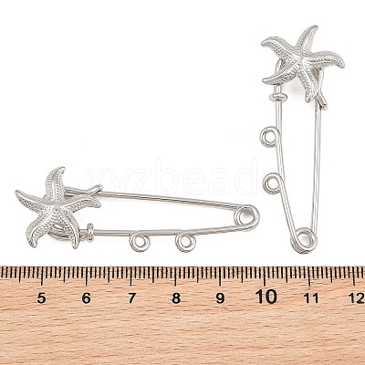 Starfish 304 Stainless Steel Safety Pins Brooch Findings SA-CBA098D-16H-P02-1