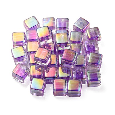UV Plating Transparent Acrylic European Beads OACR-F004-10A-1