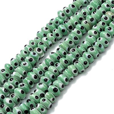 Rondelle Evil Eye Lampwork Bead Strands LAMP-R121-04-1
