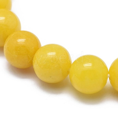 Natural Yellow Jade Bead Stretch Bracelets X-BJEW-K212-C-038-1