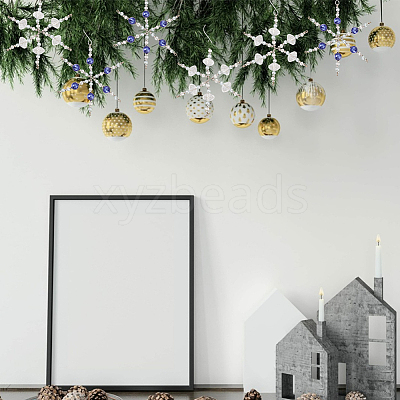 6Pcs 2 Styles Snowflake Glass Pendant Decoration HJEW-GO00048-1