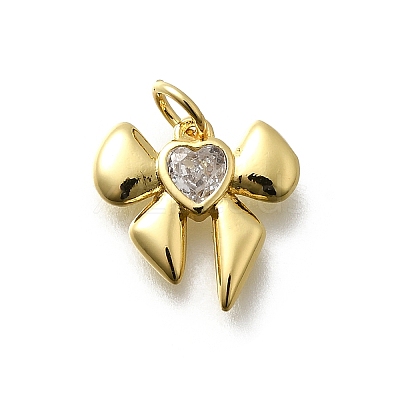 Brass Micro Pave Cubic Zirconia Charms KK-P295-43G-1