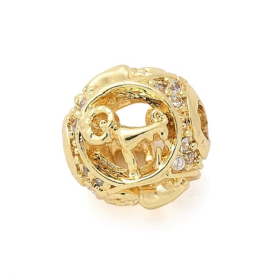 Brass Micro Pave Cubic Zirconia Beads KK-Z095-04G-01-1