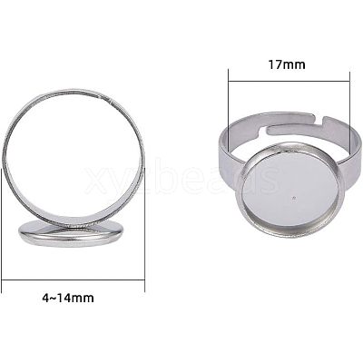 Adjustable 304 Stainless Steel Finger Rings Components STAS-UN0001-10-1