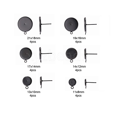 24Pcs 6 Size304 Stainless Steel Stud Earring Settings STAS-ZZ0001-02EB-1