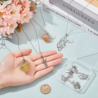 6Pcs Crystal Cage Holder Necklace NJEW-AB00035-1
