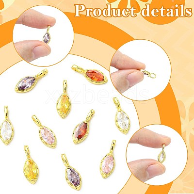 10Pcs 5 Colors Horse Eye Brass Micro Pave Cubic Zirconia Charms KK-FS0002-13B-1