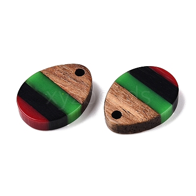 Jamaican Colour Epoxy Resin & Walnut Wood Pendants RESI-N039-122B-1