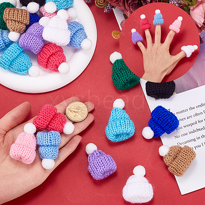 50Pcs 10 Colors Polyester Doll Woolen Hat DOLL-CP0001-01-1