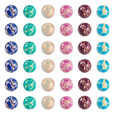 96Pcs 6 Styles Dyed Natural and Synthetic Imperial Jasper Dyed Beads G-TA0002-40-1