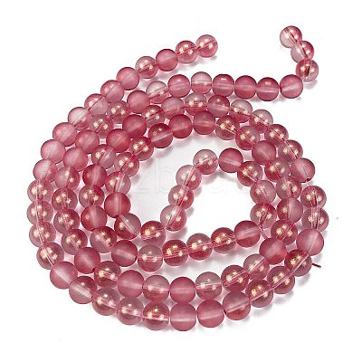 Frosted Transparent Glass Bead Strands GLAA-P065-8mm-09-1