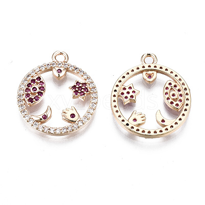 Brass Micro Pave Cubic Zirconia Pendants KK-S359-132B-RS-1