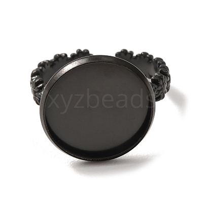 Flower 304 Stainless Steel Cuff Ring Components STAS-P454-05E-B-1