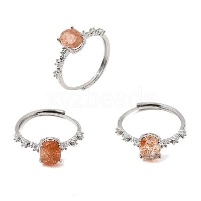 Brass Micro Pave Cubic Zirconia Finger Rings CU-CBA260E-15P-1