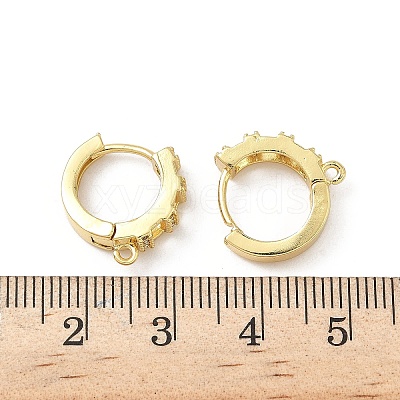 Brass Micro Pave Clear Cubic Zirconia Hoop Earring Findings KK-G536-08G-1
