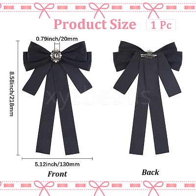 Bowknot Tie Polyester Rhinestone Brooches JEWB-WH20006-11-1