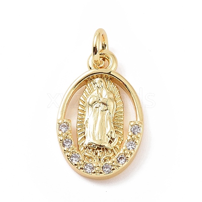 Brass Micro Pave Cubic Zirconia Pendants KK-C012-10G-1