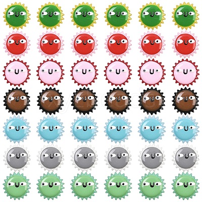 5Pcs Fuuny Painted Glass Beads Enamel Beads LAMP-YW0004-05A-1