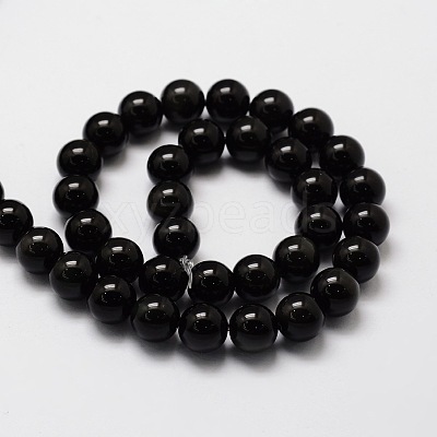 Natural Obsidian Round Beads Strands X-G-E329-6mm-37-1