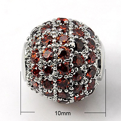 Brass Cubic Zirconia Beads X-ZIRC-D009-04P-1