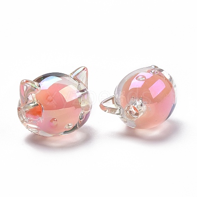 UV Plating Rainbow Iridescent Acrylic Beads OACR-H015-05E-1