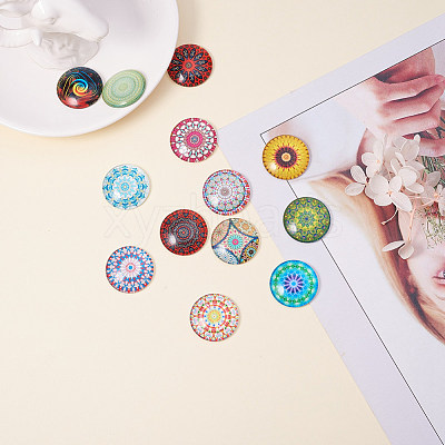 Printed Picture Glass Cabochons GGLA-PH0005-25mm-002-1