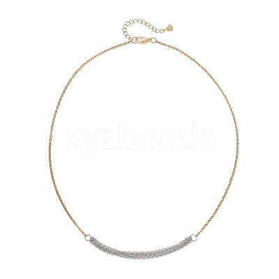 Two Tone 304 Stainless Steel Column Link Chain Pendant Necklaces NJEW-JN05935-1