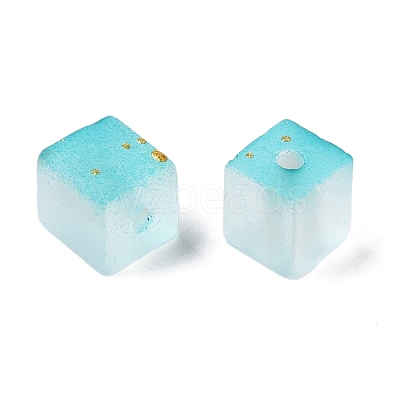 Frosted Glass Beads with Golden Glitter Powder DGLA-NH001-6mm-01C-1