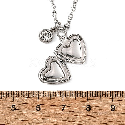 316 Stainless Steel Heart Locket Photo Pendant 304 Stainless Steel Satellite Chain Necklaces NJEW-JN06497-1