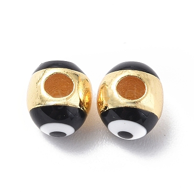 Evil Eyes Brass Enamel Beads KK-F845-15G-01-1
