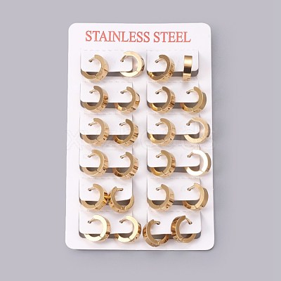 304 Stainless Steel Huggie Hoop Earrings X-EJEW-O087-09A-1