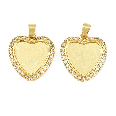 Brass Micro Pave Cubic Zirconia Pendant Cabochon Settings KK-CBA6A75-50A-G-1