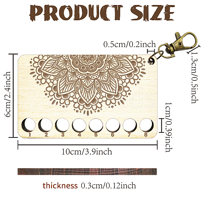 Mandala Flower Pattern 8-Position Wood Embroidery Thread Storage Trays TOOL-WH0056-001-1