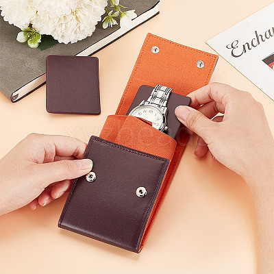 Portable PU Leather Single Watch Pouch Storage Bags ABAG-WH0048-20A-1