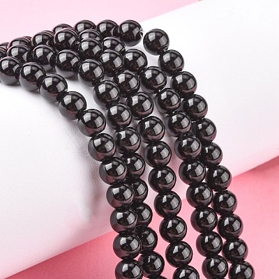 Synthetic Black Stone Beads Strands X-G-G088-6mm-1